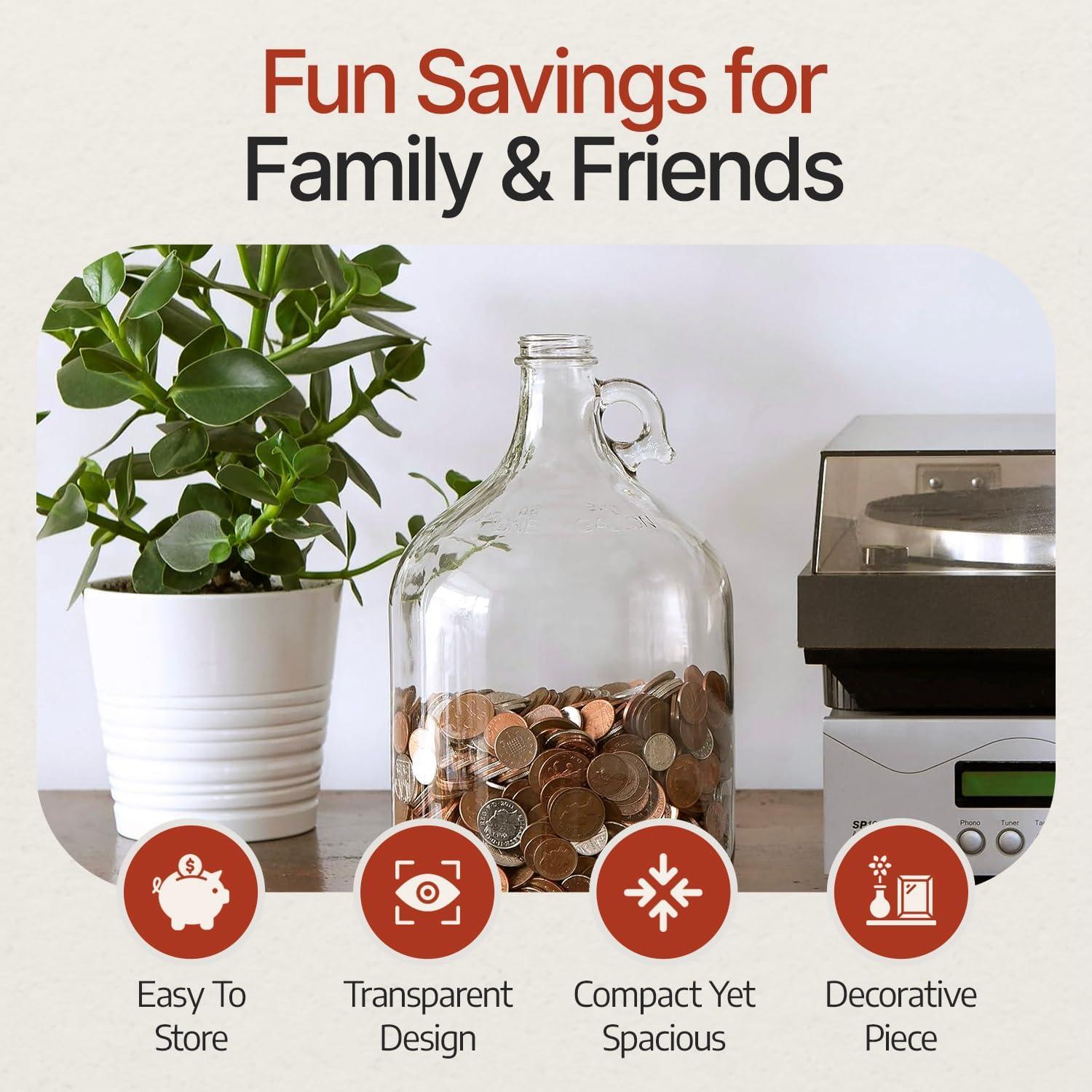 Hucha de Vidrio Grande Kitchentoolz 3.78L para Ahorrar Dinero