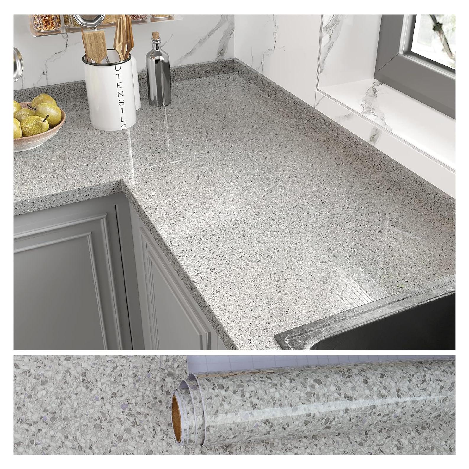 Papel Contacto VEELIKE Mármol Impermeable 81.3x900 cm Gris