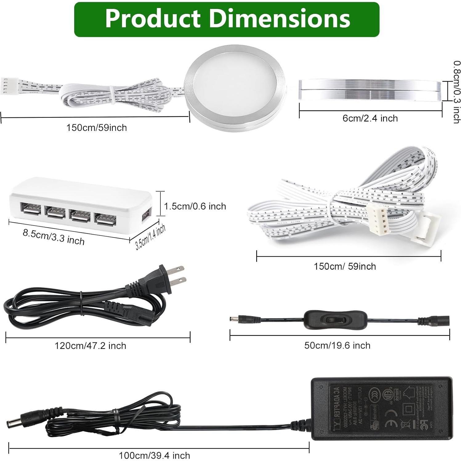 Luces LED Puck AIBOO RGBW con Control Remoto - Paquete de 8