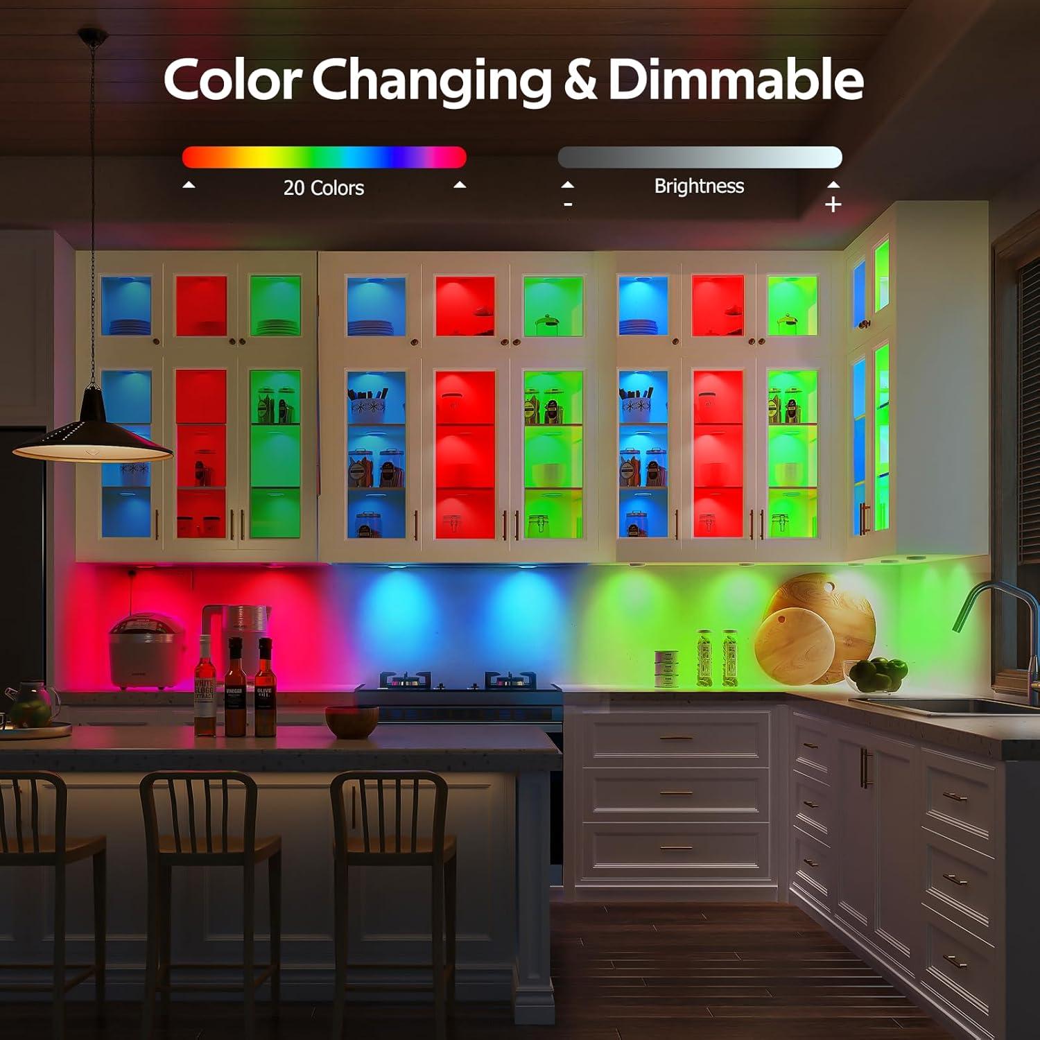 Luces LED Puck AIBOO RGBW con Control Remoto - Paquete de 8