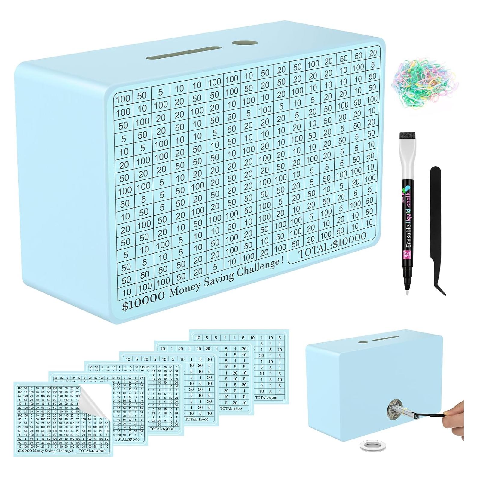 Caja de Ahorro de Dinero de Madera Gomyrod Azul 23x17x8 cm