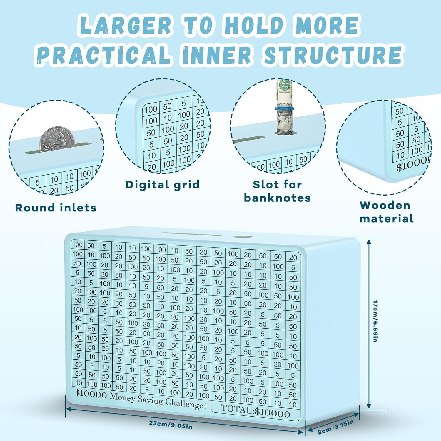 Caja de Ahorro de Dinero de Madera Gomyrod Azul 23x17x8 cm