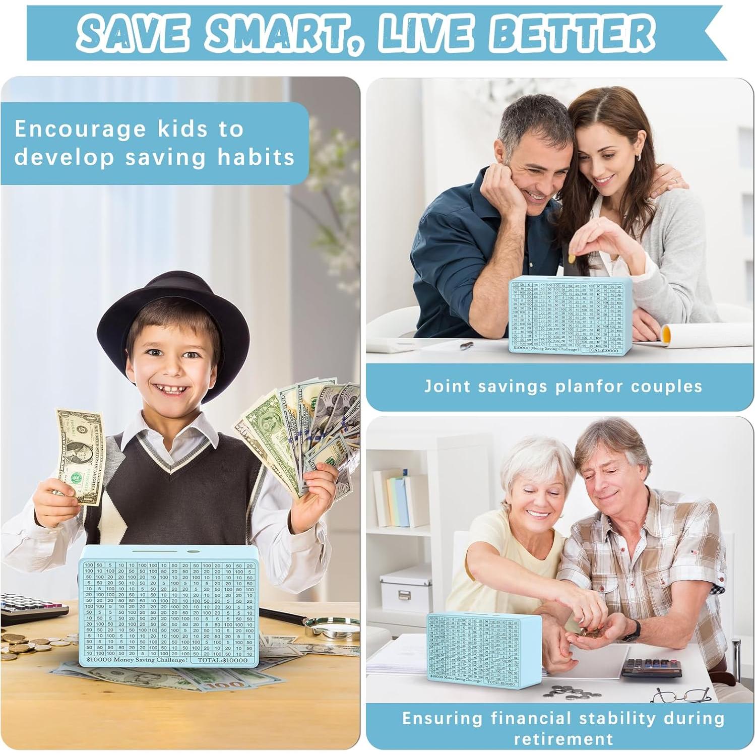 Caja de Ahorro de Dinero de Madera Gomyrod Azul 23x17x8 cm