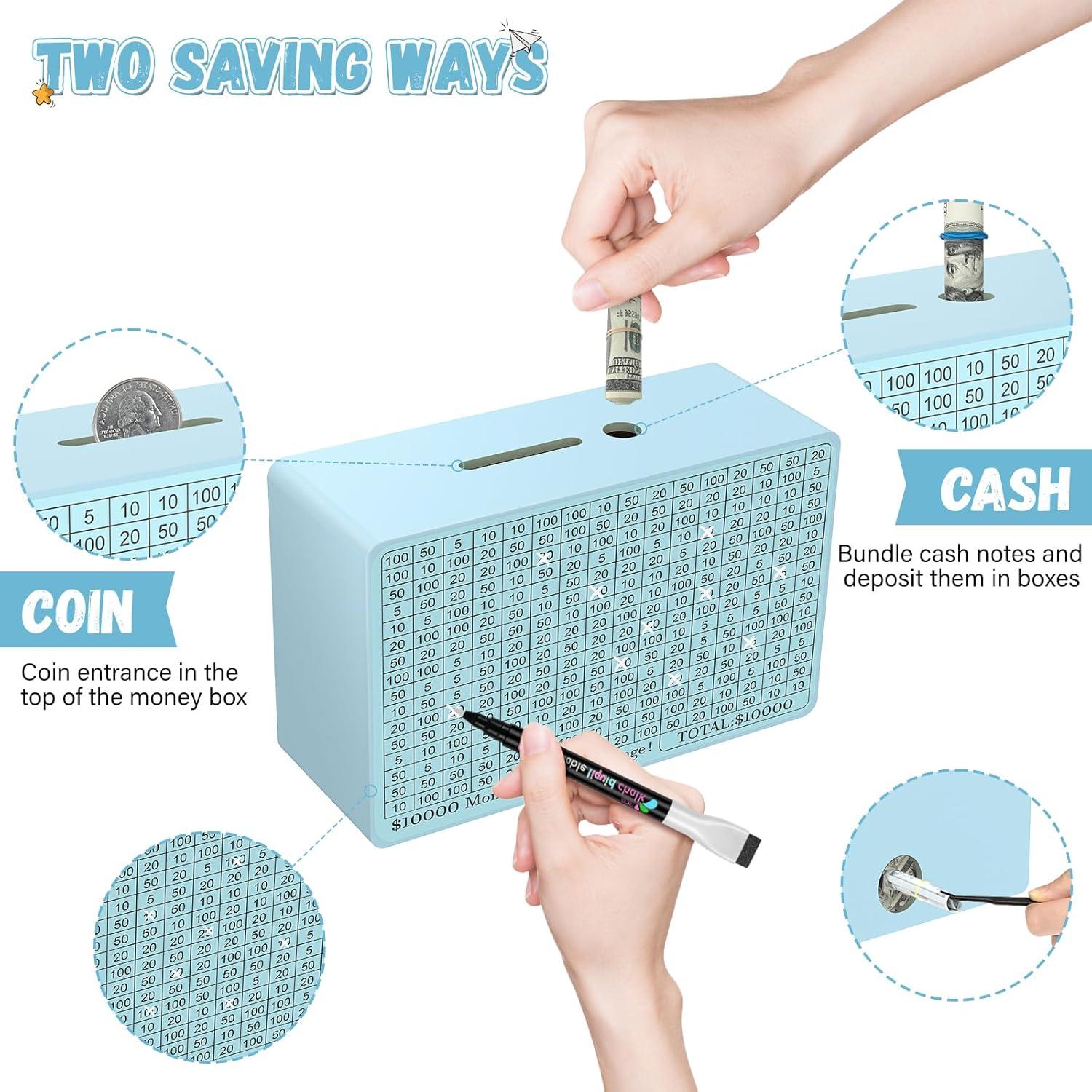 Caja de Ahorro de Dinero de Madera Gomyrod Azul 23x17x8 cm