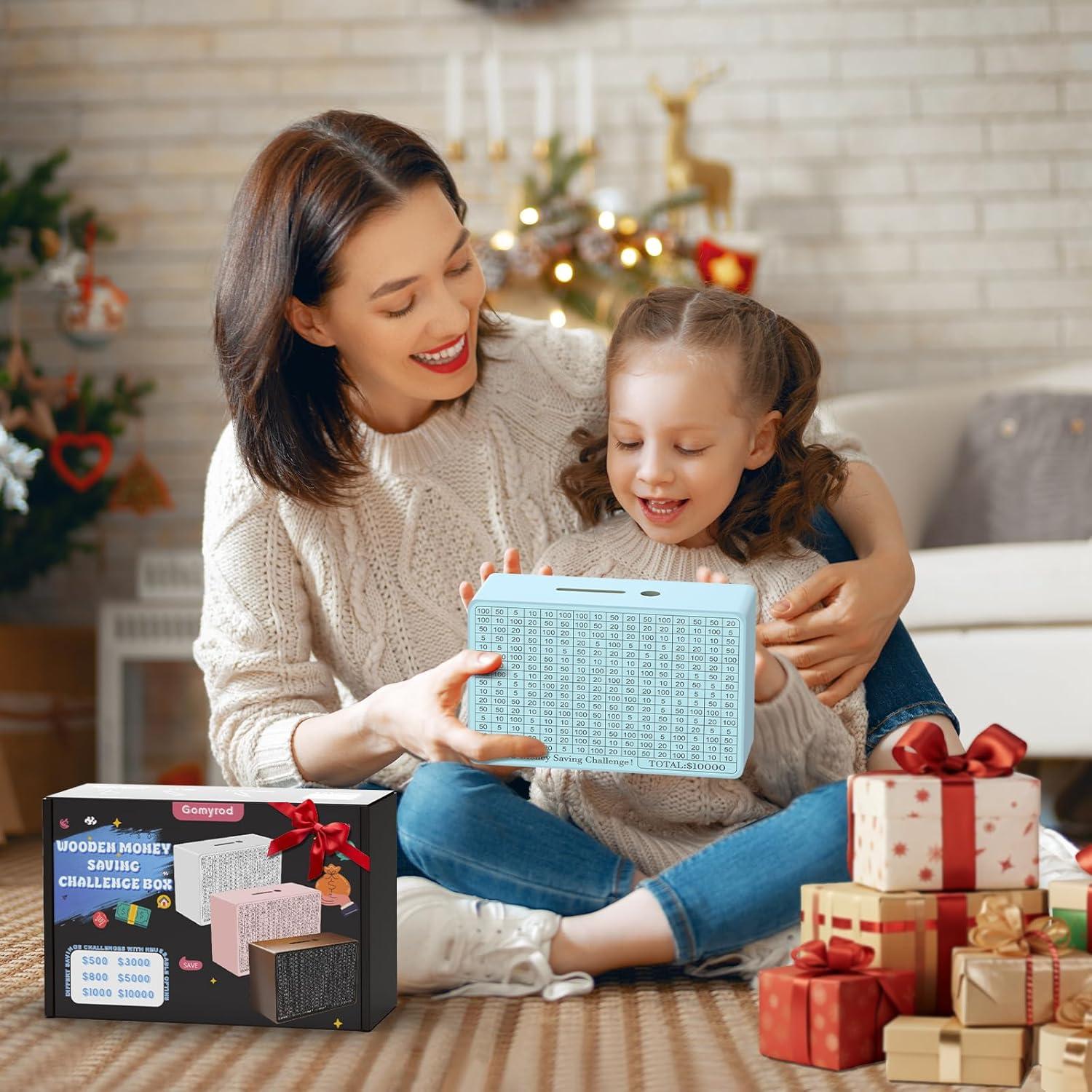 Caja de Ahorro de Dinero de Madera Gomyrod Azul 23x17x8 cm