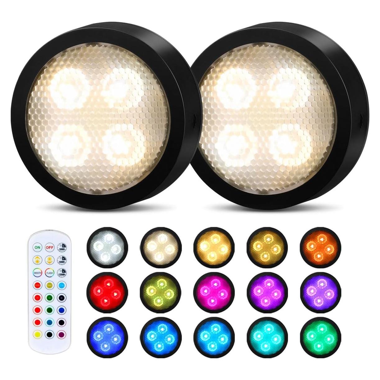 Luces Puck LED Onumii con Temporizador y Control Remoto - Paquete de 2