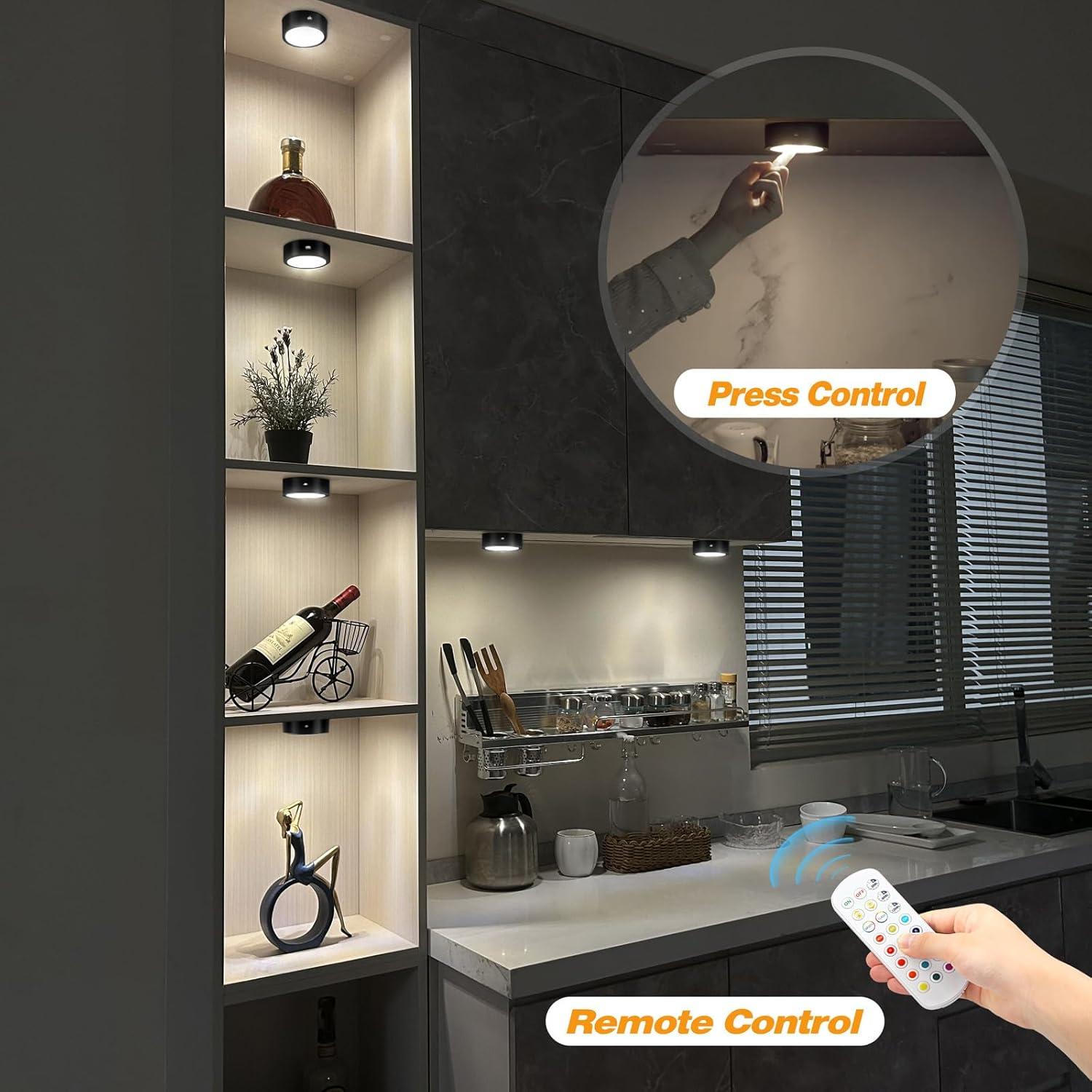 Luces Puck LED Onumii con Temporizador y Control Remoto - Paquete de 2