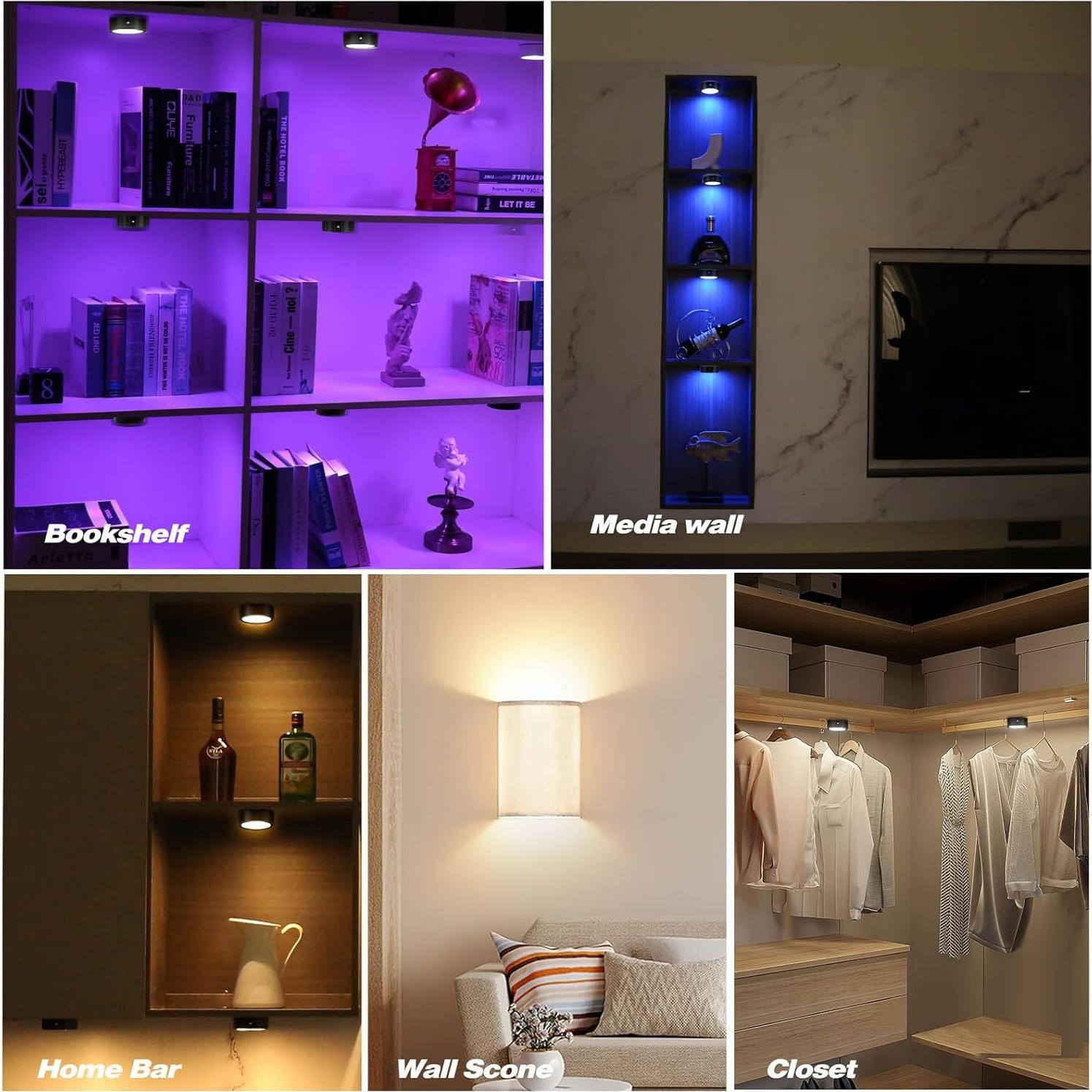 Luces Puck LED Onumii con Temporizador y Control Remoto - Paquete de 2