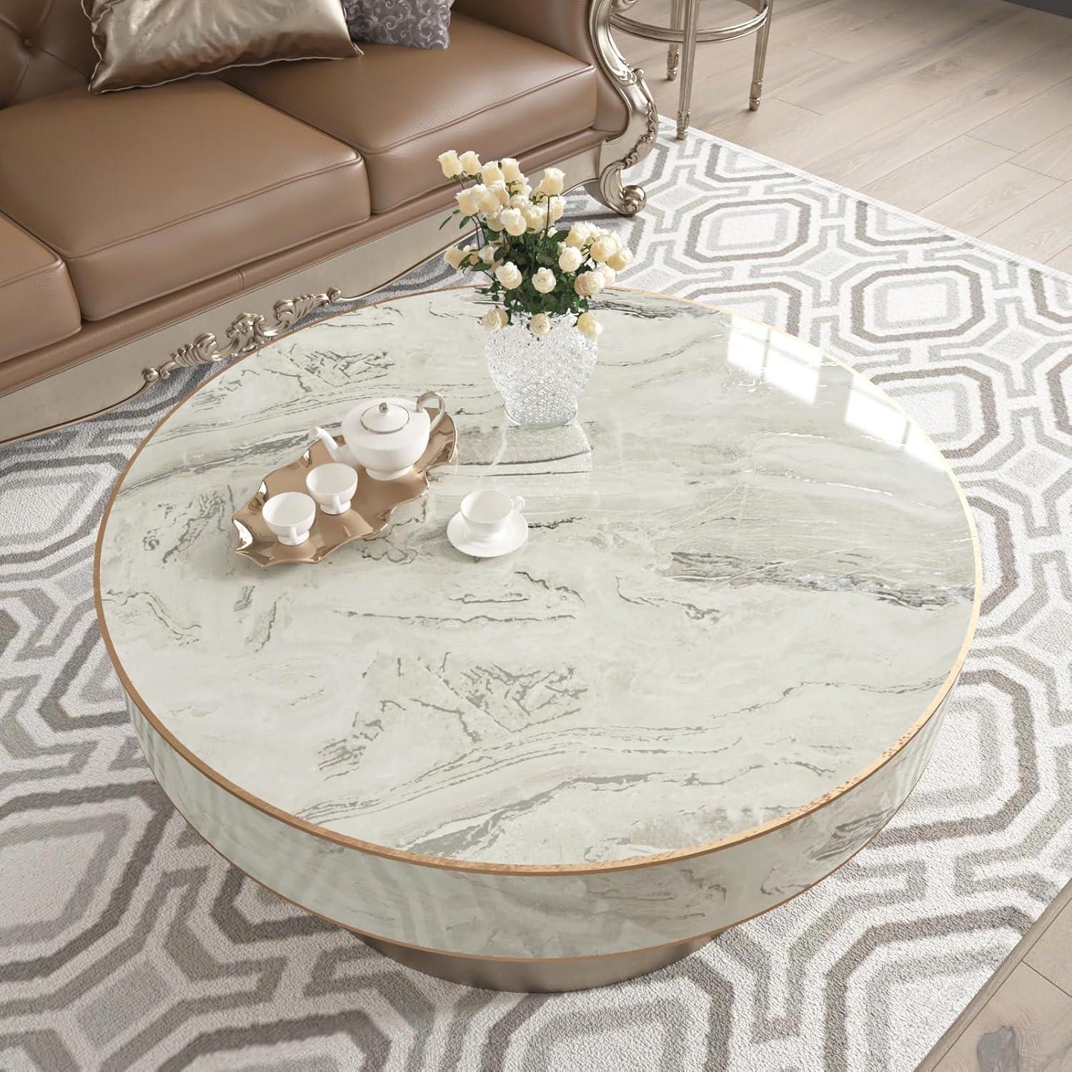 Papel Contacto de Mármol Beige/Plateado Brillante 61x299cm