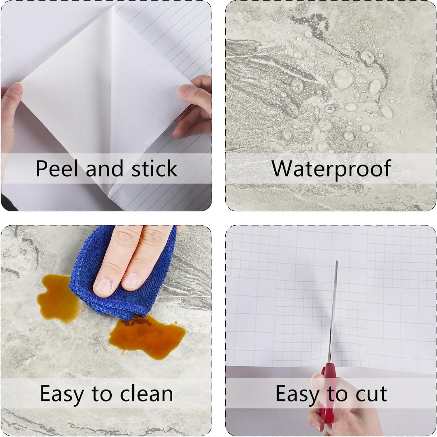 Papel Contacto de Mármol Beige/Plateado Brillante 61x299cm