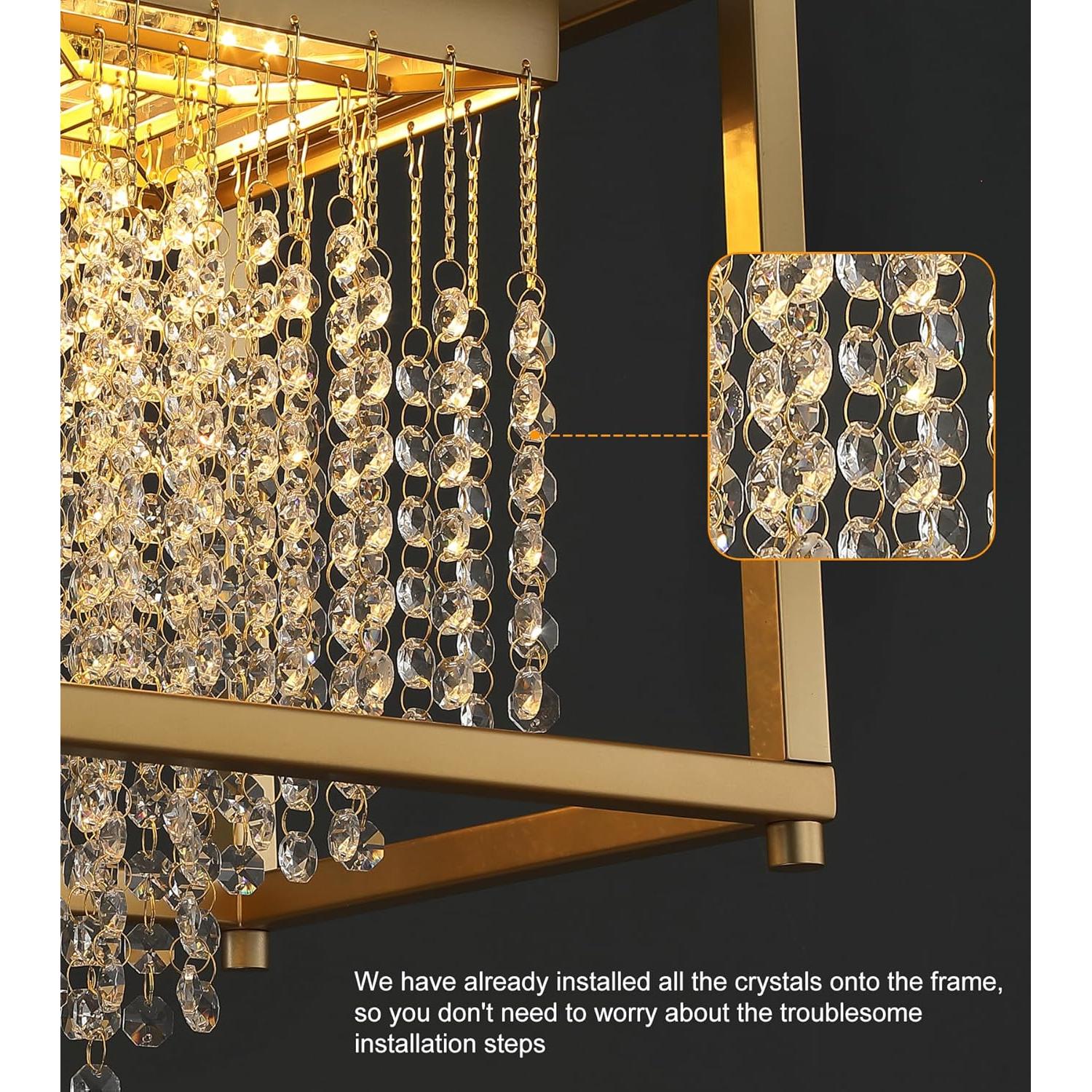 Lámpara LED Araña Cristal K9 RGB 4 Luces Latón Envejecido