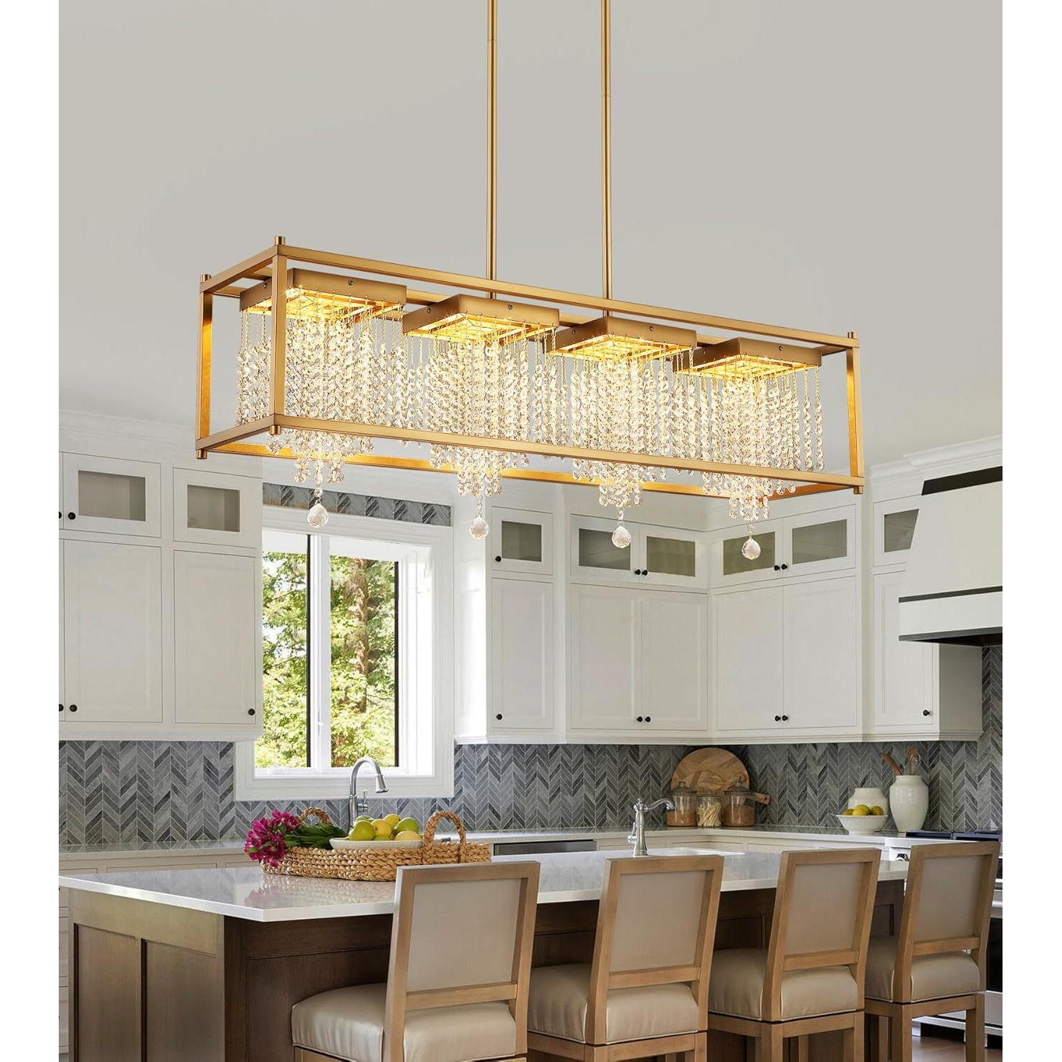 Lámpara LED Araña Cristal K9 RGB 4 Luces Latón Envejecido