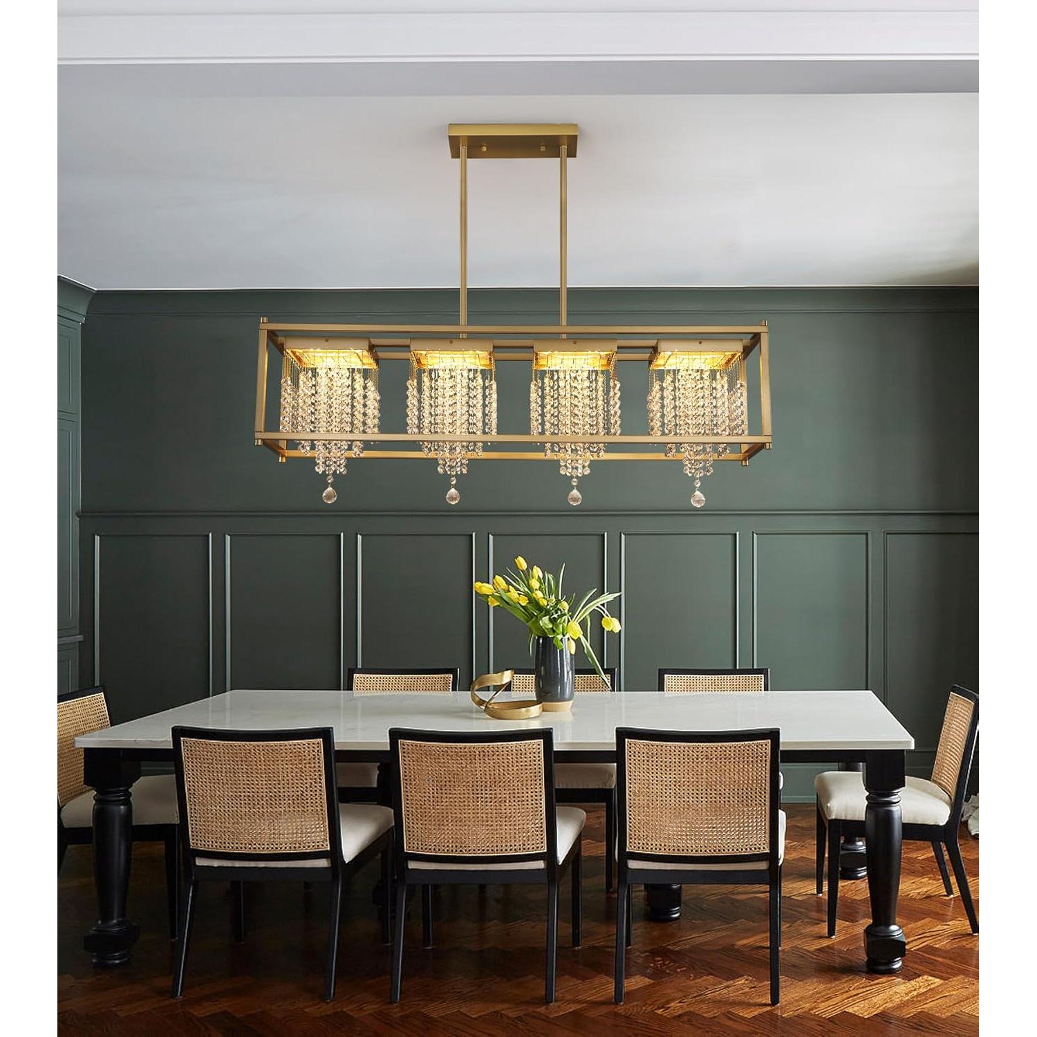 Lámpara LED Araña Cristal K9 RGB 4 Luces Latón Envejecido