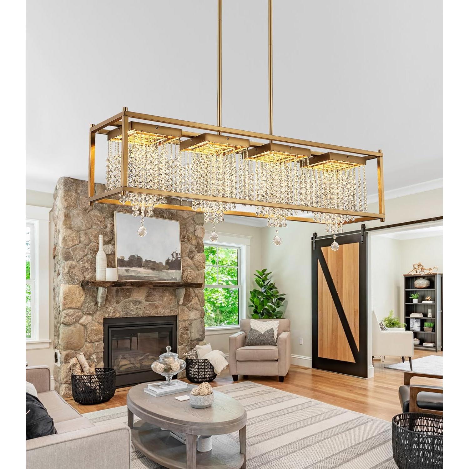 Lámpara LED Araña Cristal K9 RGB 4 Luces Latón Envejecido