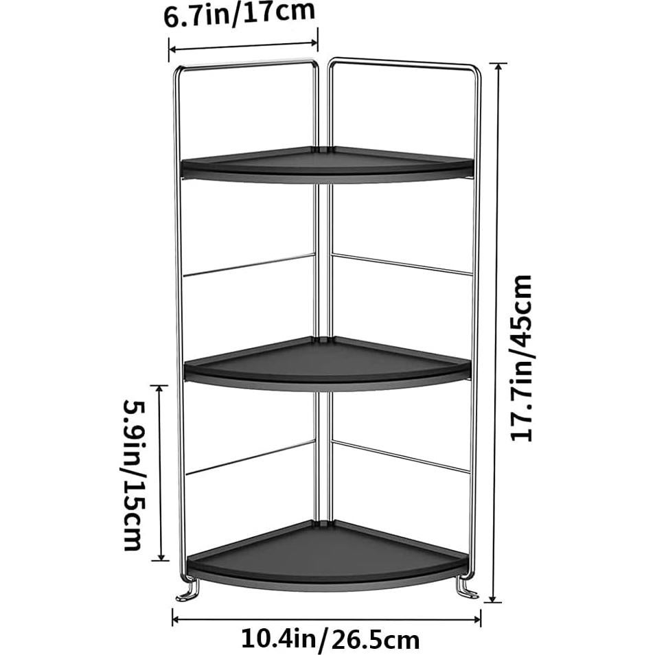 Organizador de Esquina de Baño KINGBERWI 3 Niveles Ajustable Negro