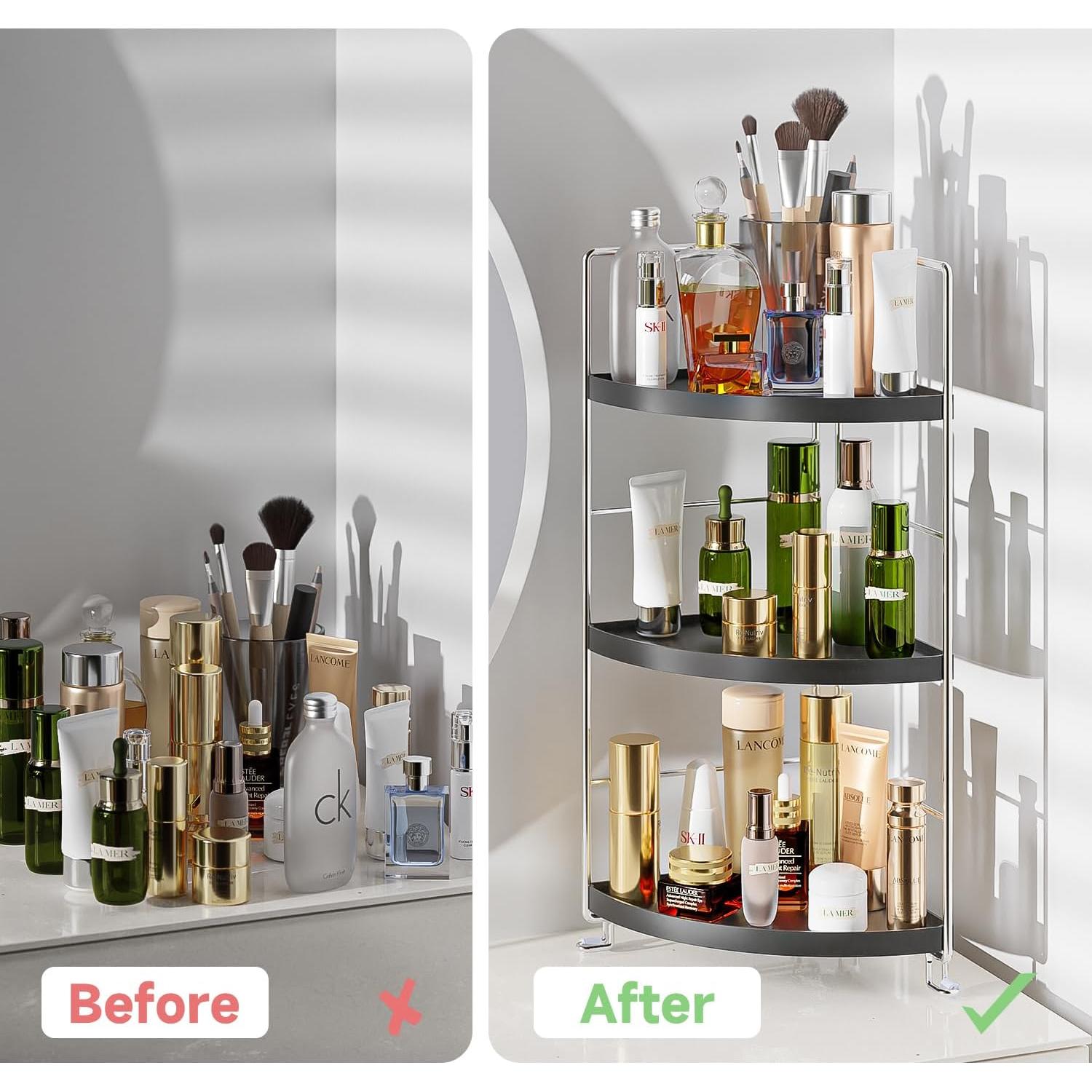 Organizador de Esquina de Baño KINGBERWI 3 Niveles Ajustable Negro