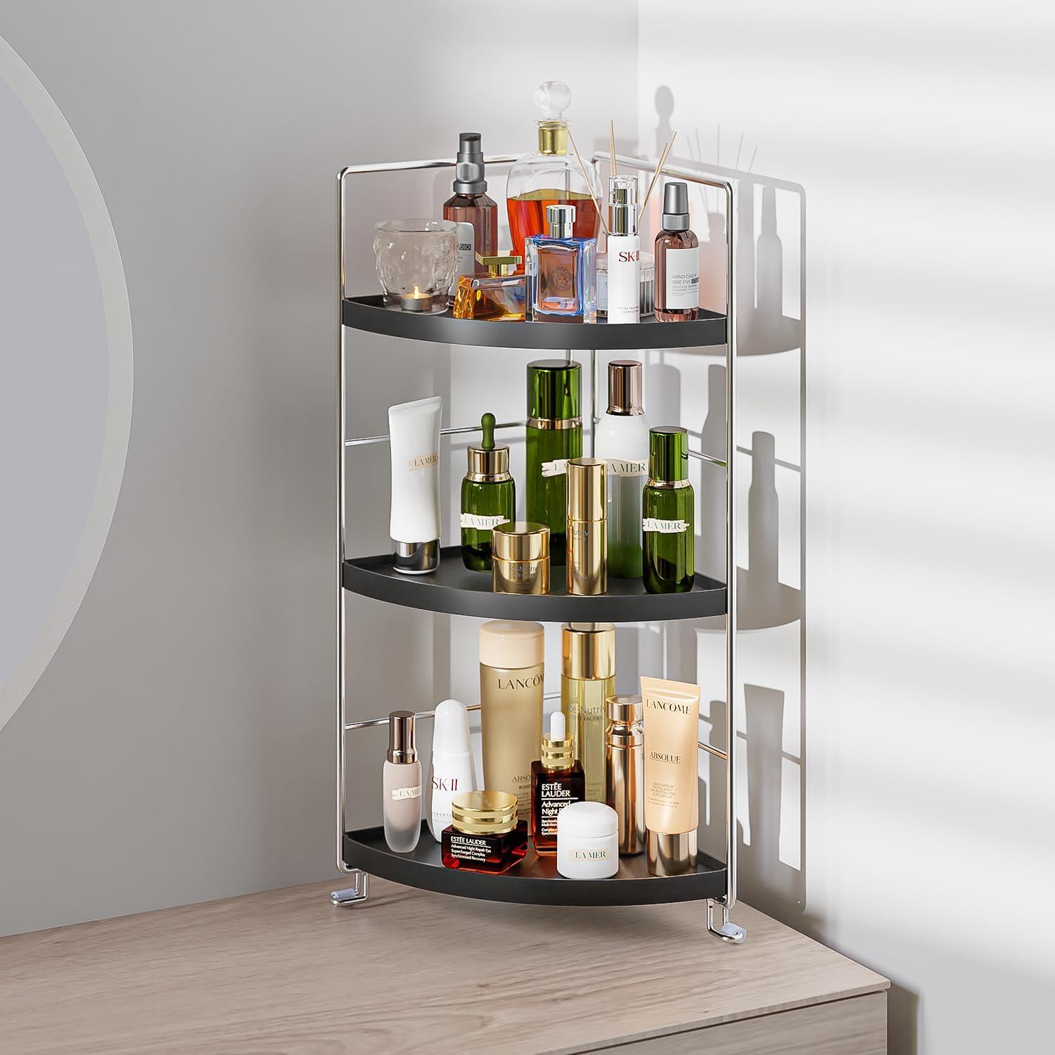 Organizador de Esquina de Baño KINGBERWI 3 Niveles Ajustable Negro