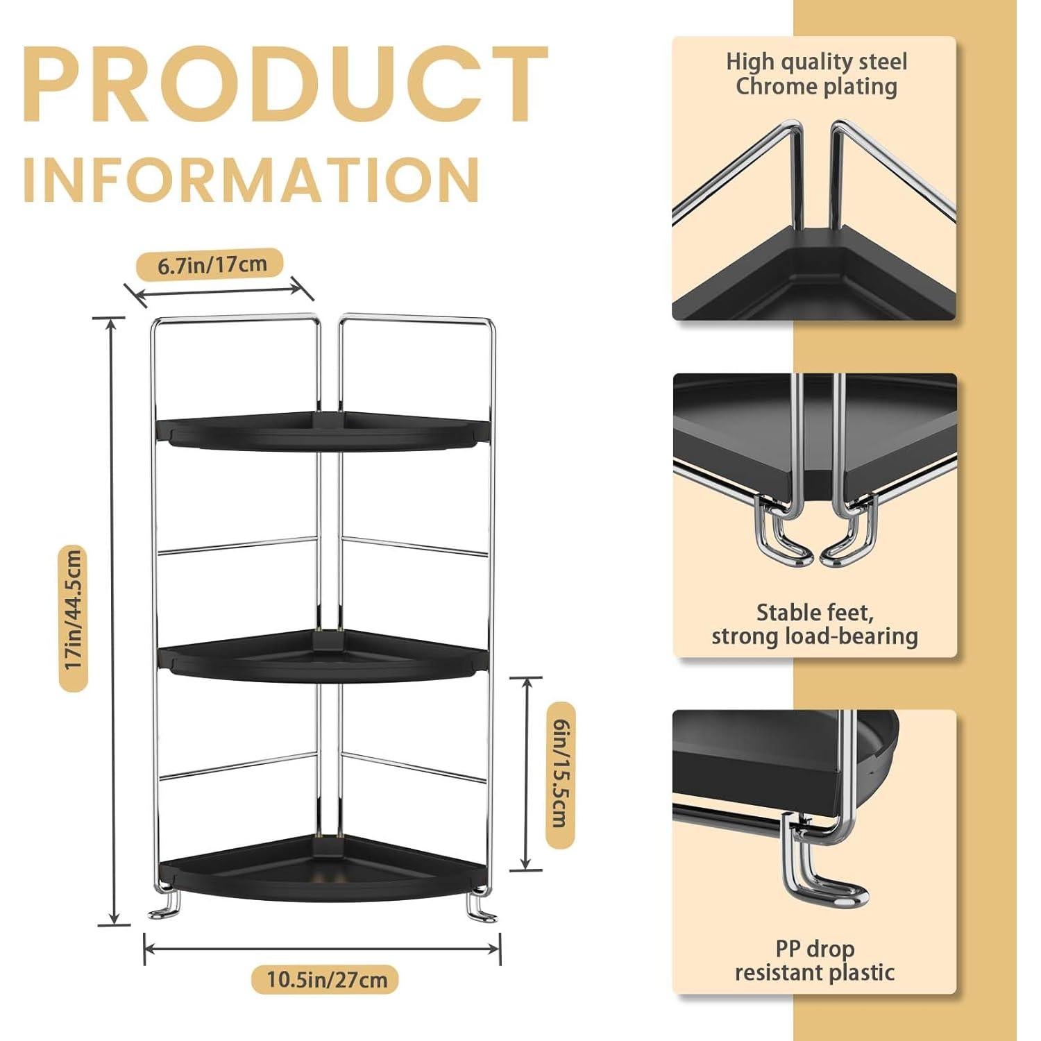 Organizador de baño de esquina 3 niveles JANUS LiANG 26.9 cm