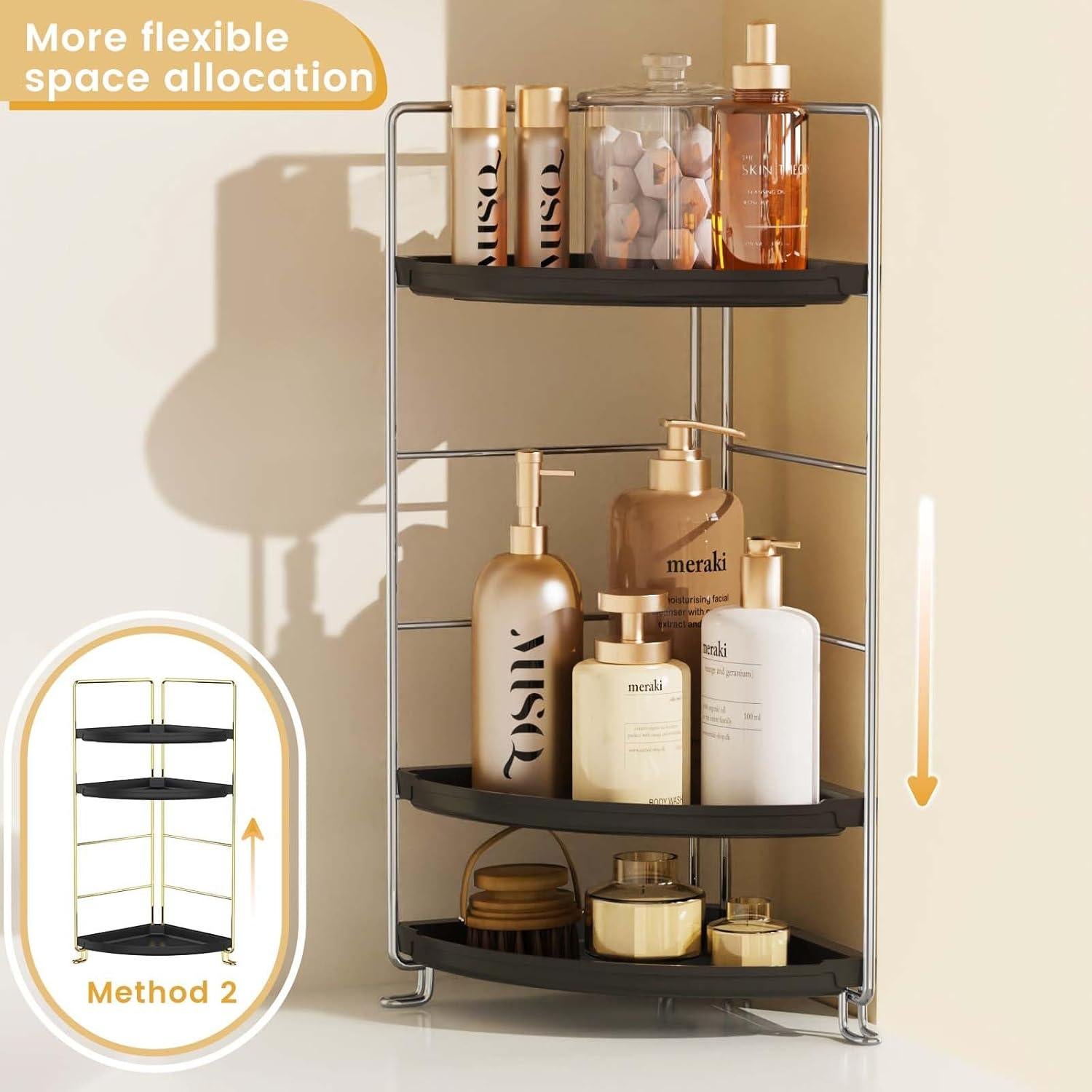 Organizador de baño de esquina 3 niveles JANUS LiANG 26.9 cm
