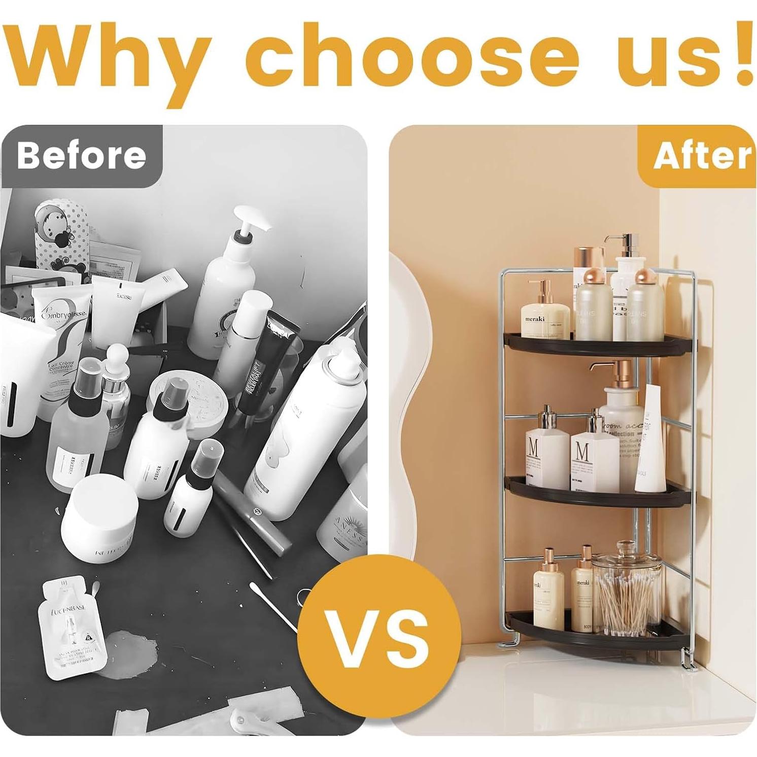 Organizador de baño de esquina 3 niveles JANUS LiANG 26.9 cm