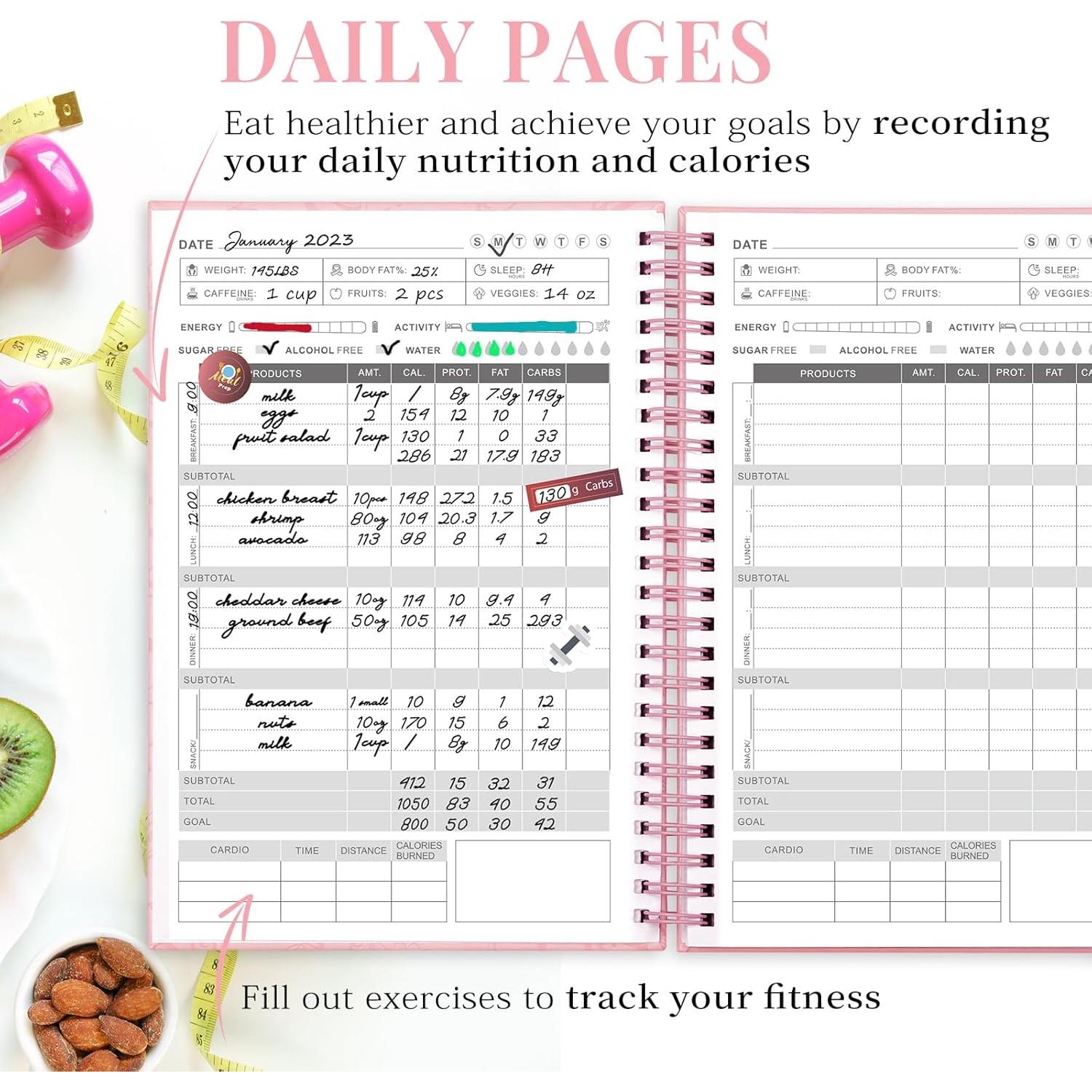 Planificador de Comidas EPEWIZD B5 Rosa - Diario de Bienestar