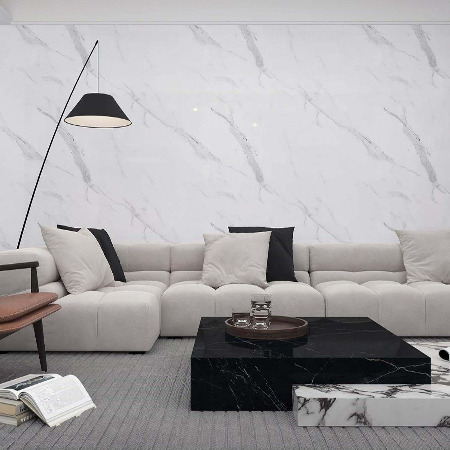 Papel Contacto Autoadhesivo Mármol Blanco Holomey 121.92x500.58 cm