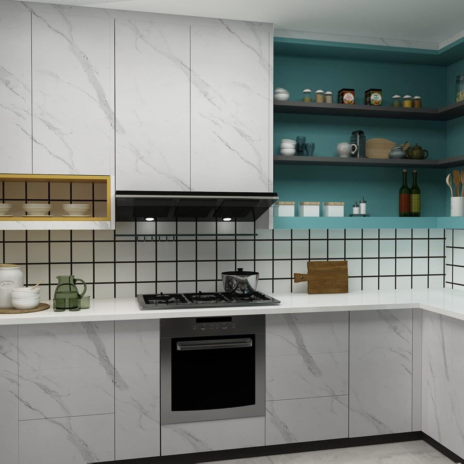 Papel Contacto Autoadhesivo Mármol Blanco Holomey 121.92x500.58 cm