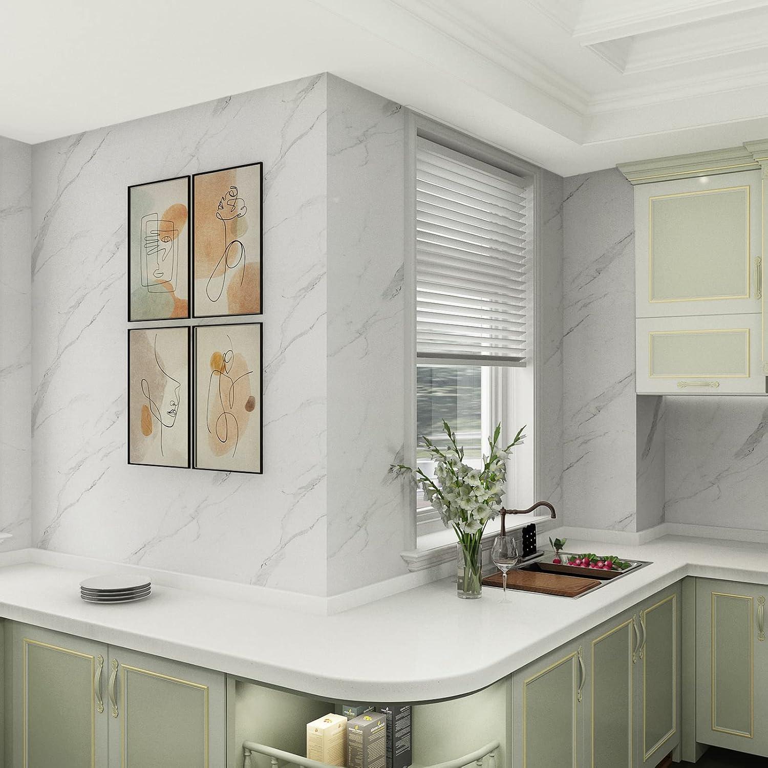 Papel Contacto Autoadhesivo Mármol Blanco Holomey 121.92x500.58 cm