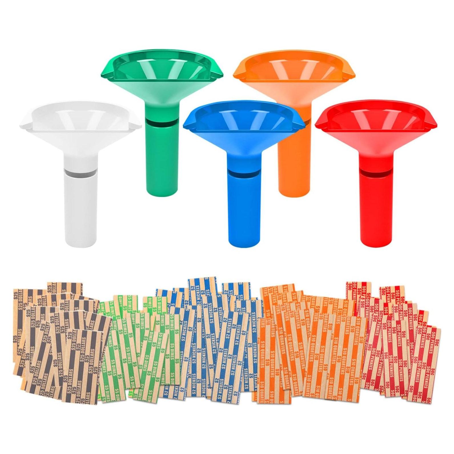 Juego de Tubos para Contar Monedas Budgetizer - 5 Tubos + 110 Envolturas