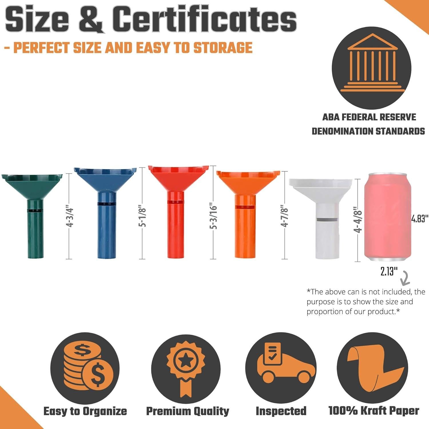 Juego de Tubos para Contar Monedas Budgetizer - 5 Tubos + 110 Envolturas