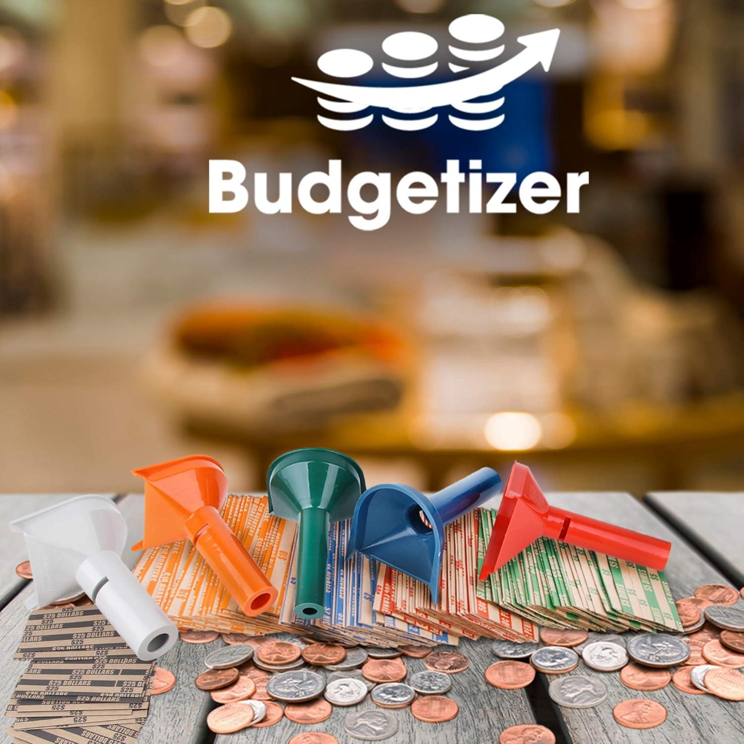 Juego de Tubos para Contar Monedas Budgetizer - 5 Tubos + 110 Envolturas