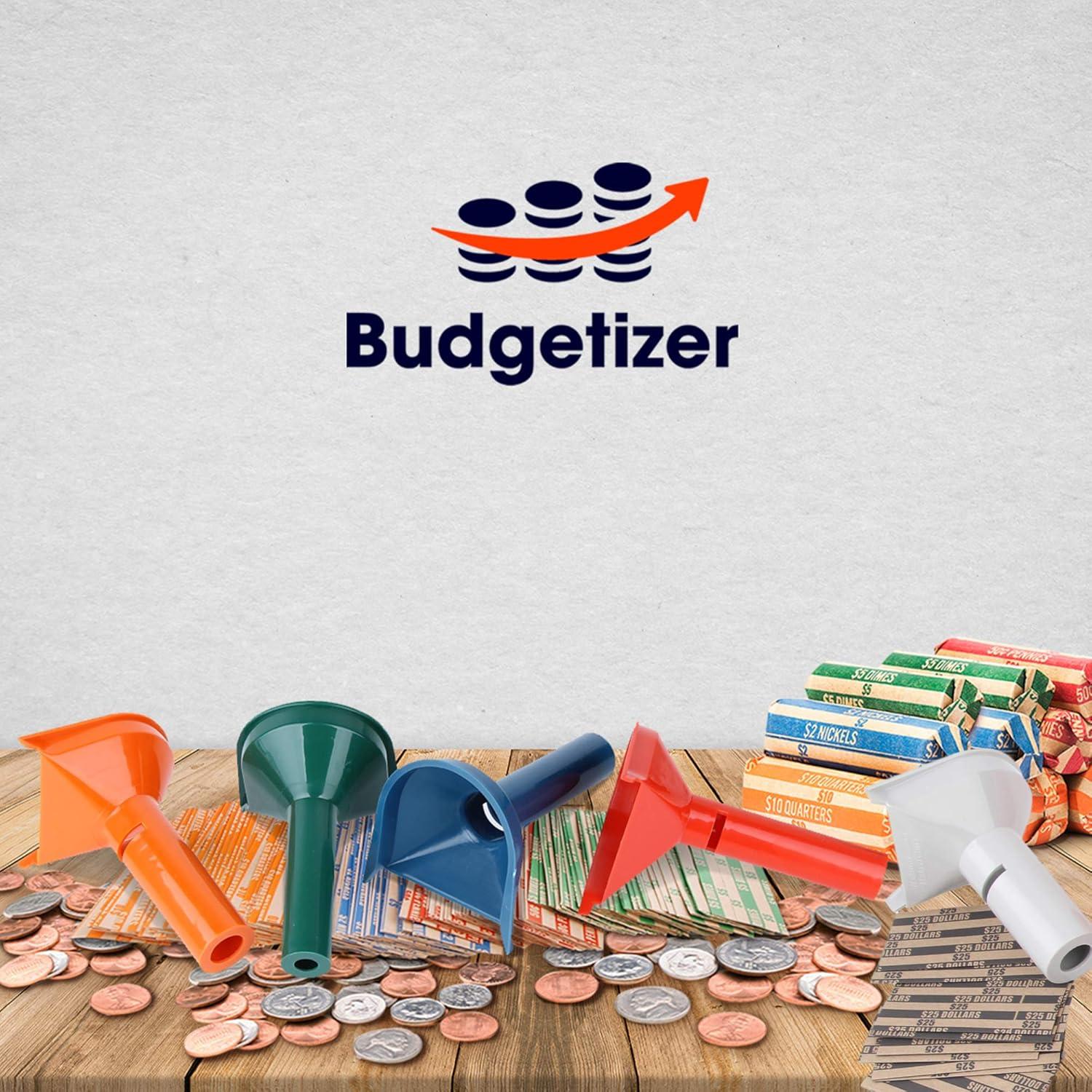 Juego de Tubos para Contar Monedas Budgetizer - 5 Tubos + 110 Envolturas