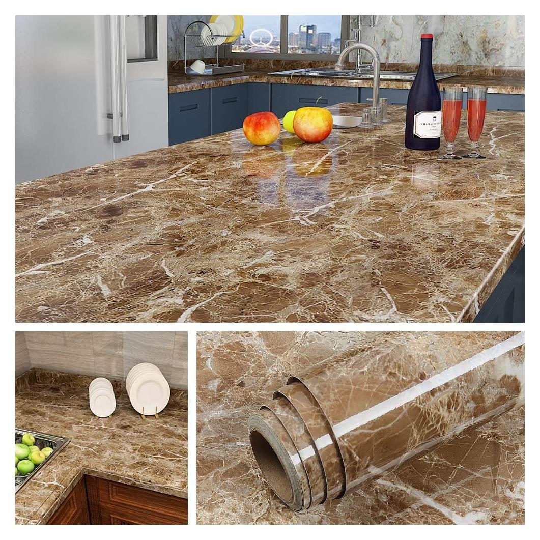 Papel Contacto Impermeable Livelynine 91.44x500.18cm Mármol Café