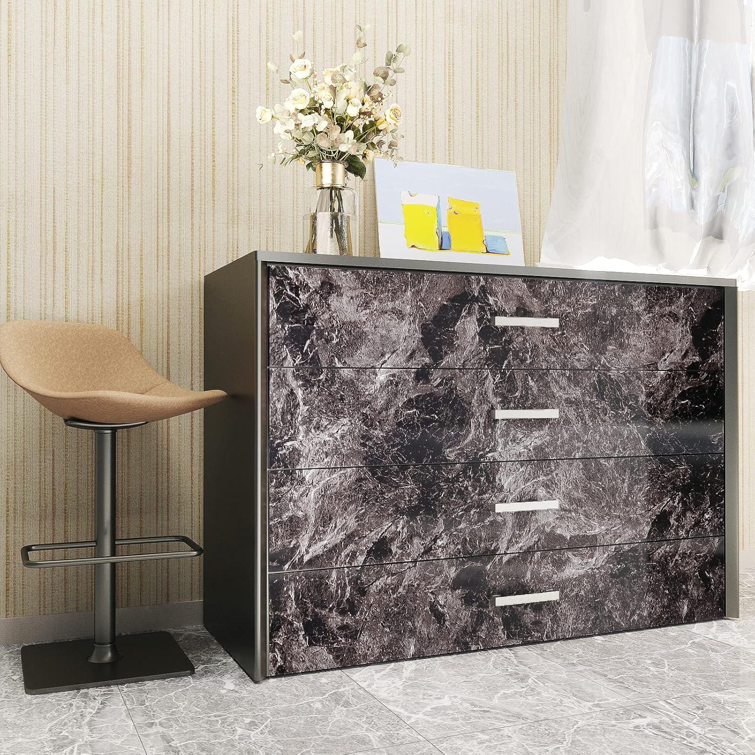 Papel Contacto Autoadhesivo Impermeable Yenhome 76.2x299.7cm Mármol Negro