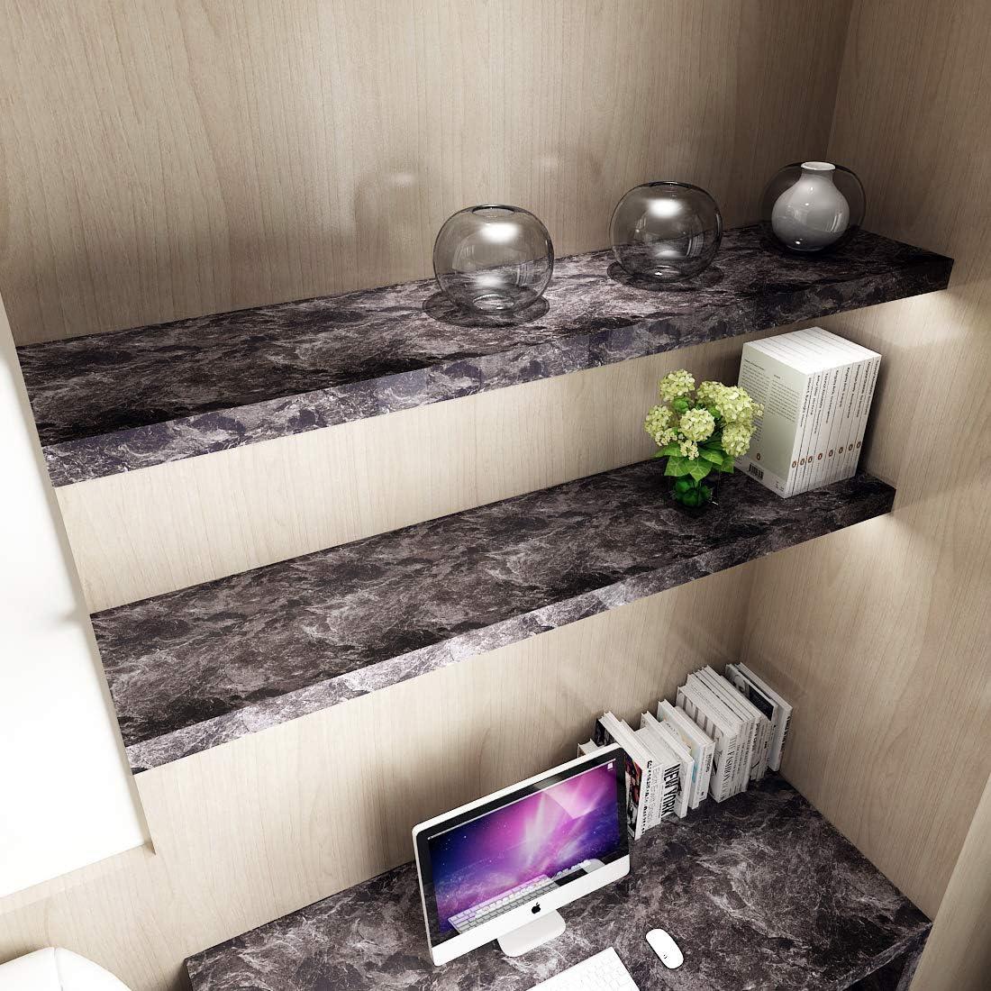 Papel Contacto Autoadhesivo Impermeable Yenhome 76.2x299.7cm Mármol Negro