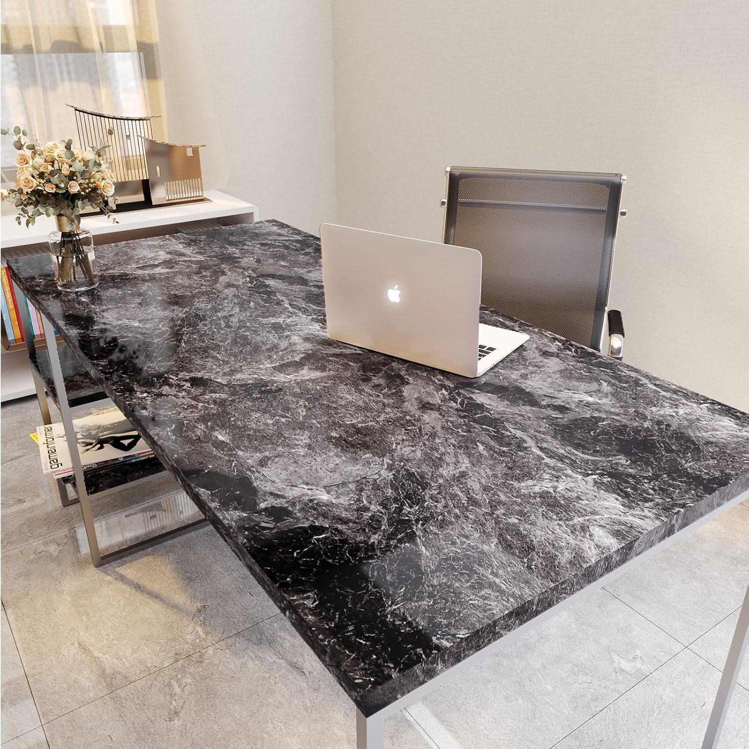 Papel Contacto Autoadhesivo Impermeable Yenhome 76.2x299.7cm Mármol Negro