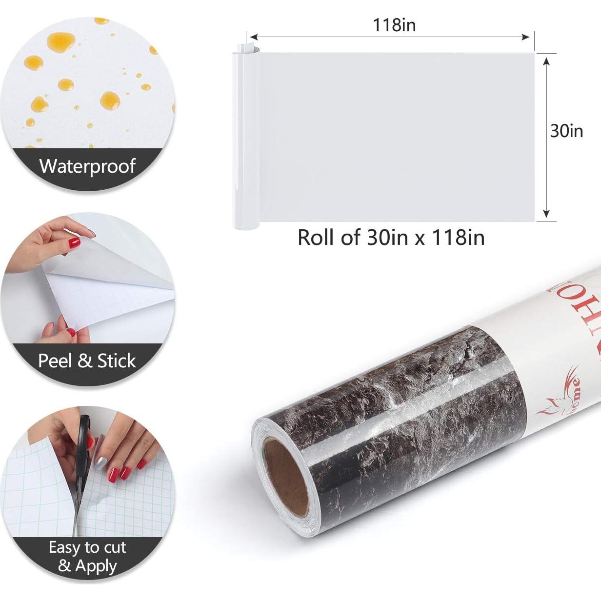 Papel Contacto Autoadhesivo Impermeable Yenhome 76.2x299.7cm Mármol Negro