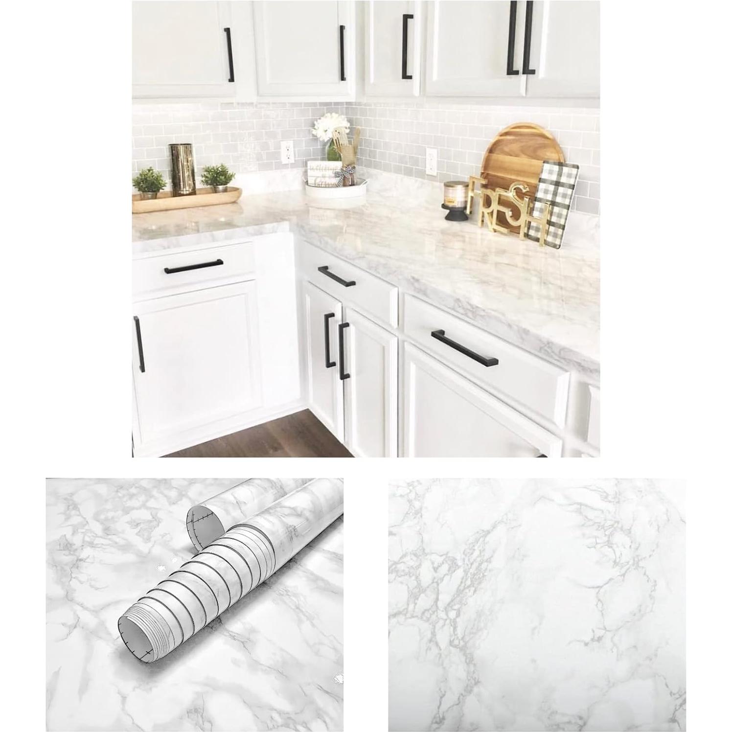 Cubierta de Vinilo Autoadhesiva EZ FAUX DECOR 91.44x182.88cm Mármol Blanco