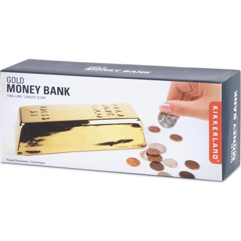Banco de Monedas Kikkerland Barra de Oro Cerámica 19.7cm