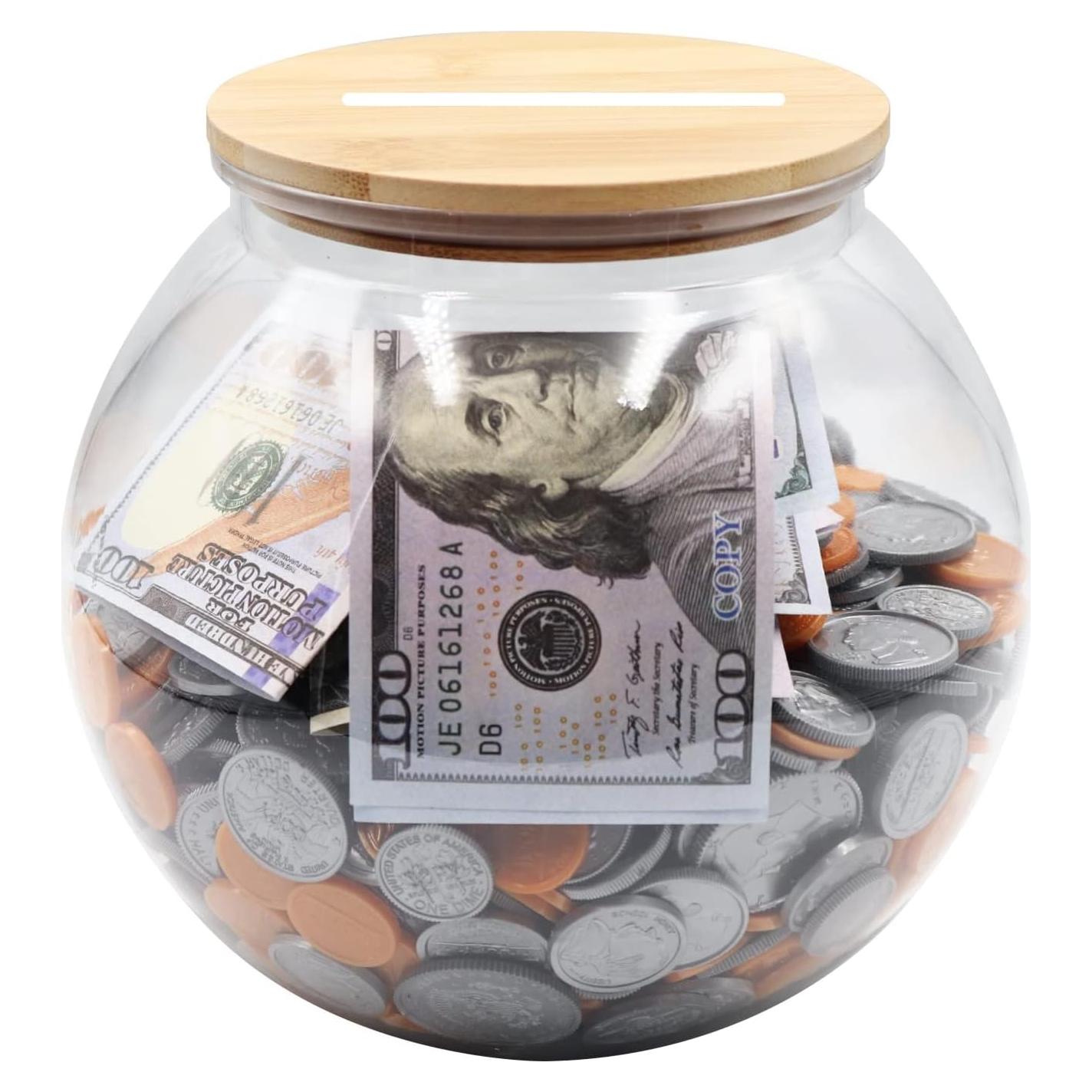 Tarro de Monedas Claro Yamahiko 3/4 Galón con Tapa Ranurada