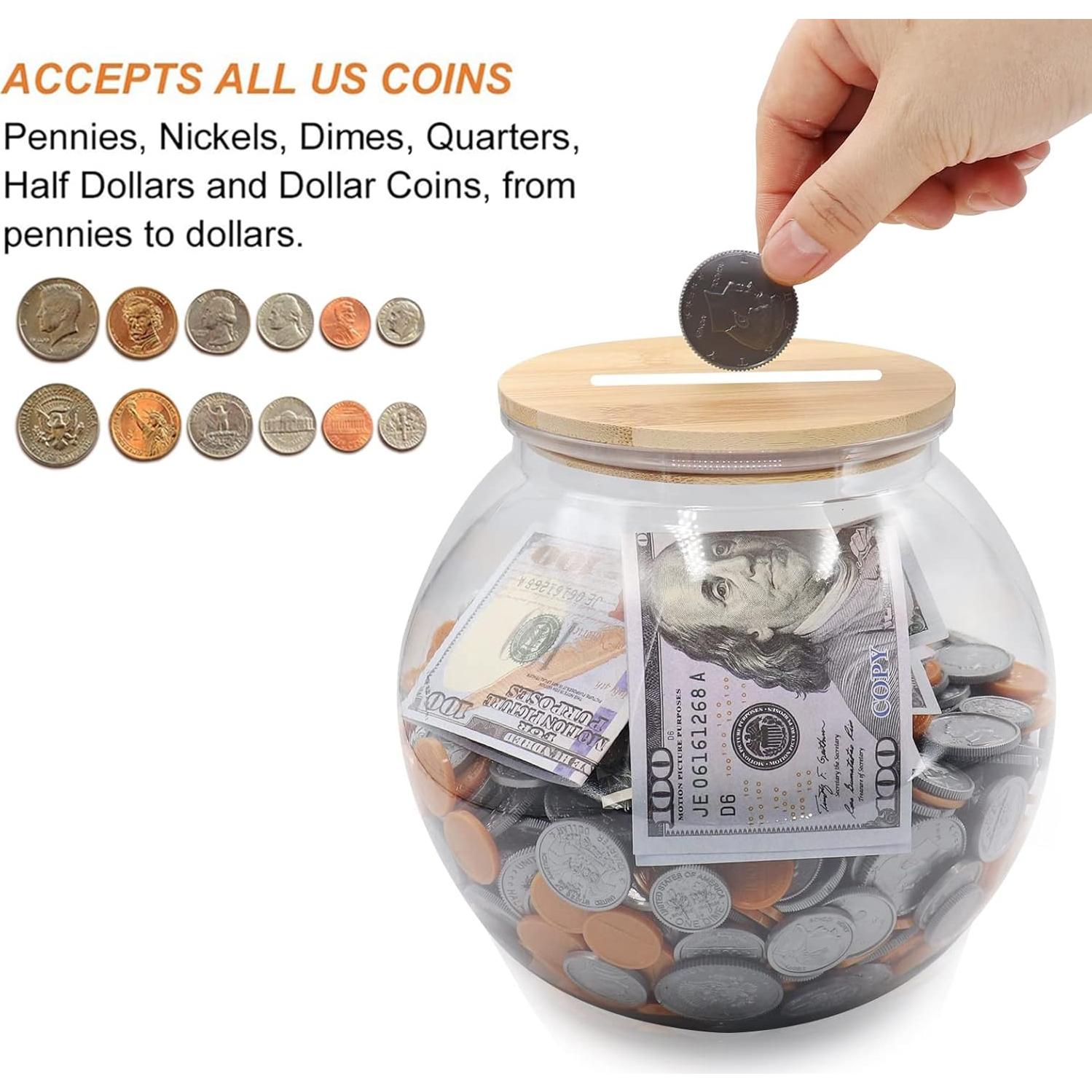 Tarro de Monedas Claro Yamahiko 3/4 Galón con Tapa Ranurada