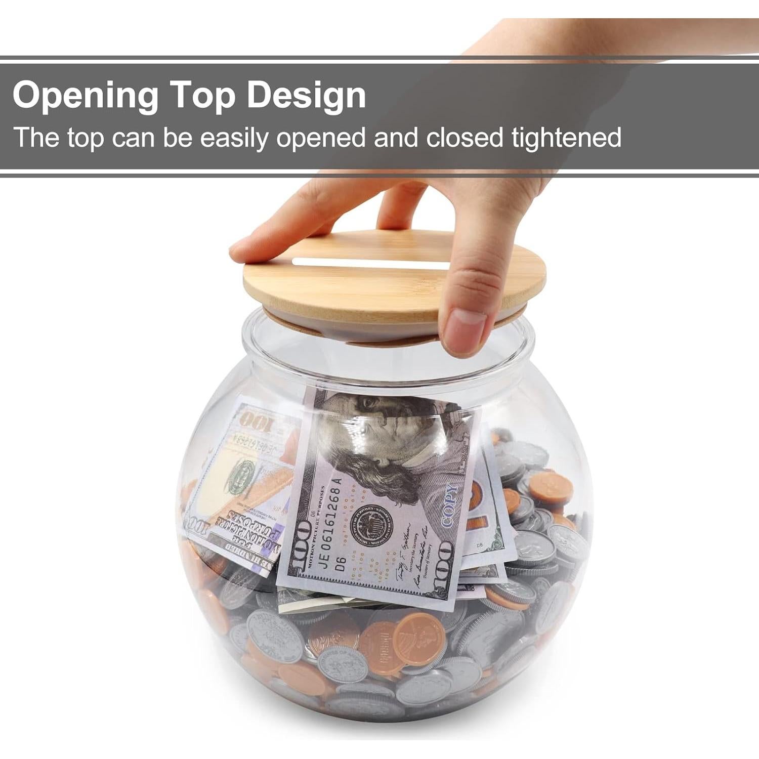 Tarro de Monedas Claro Yamahiko 3/4 Galón con Tapa Ranurada