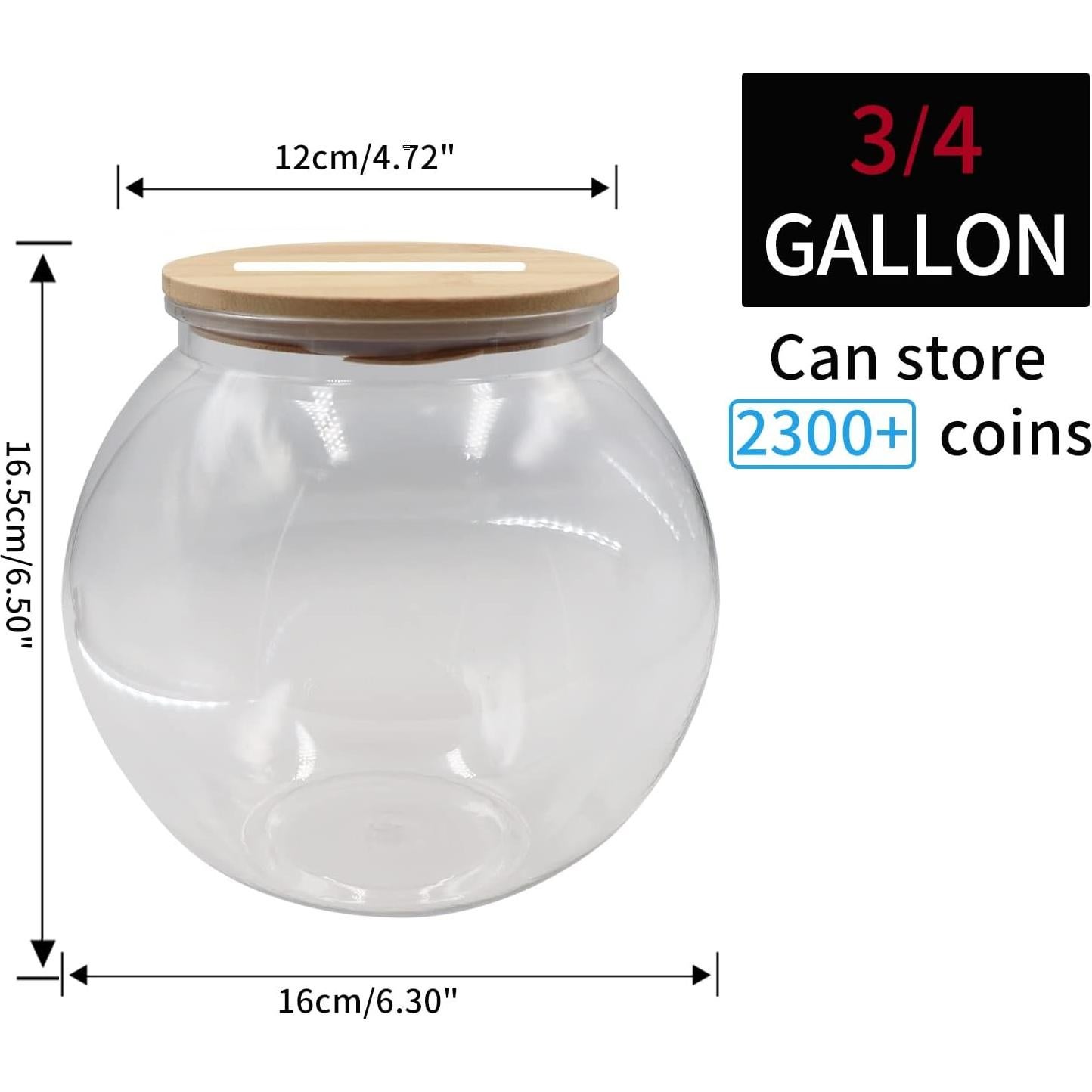 Tarro de Monedas Claro Yamahiko 3/4 Galón con Tapa Ranurada