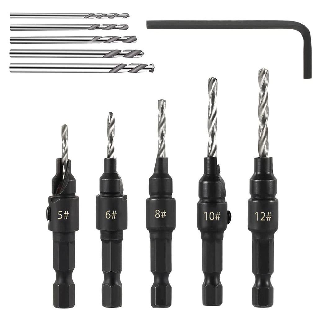 Juego de 5 Brocas Avellanadoras Saipe para Madera y Plástico