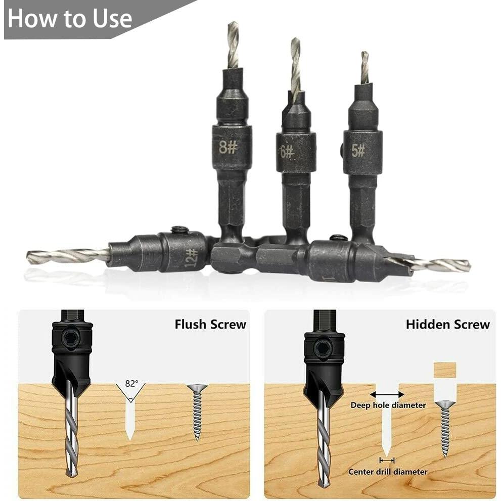 Juego de 5 Brocas Avellanadoras Saipe para Madera y Plástico