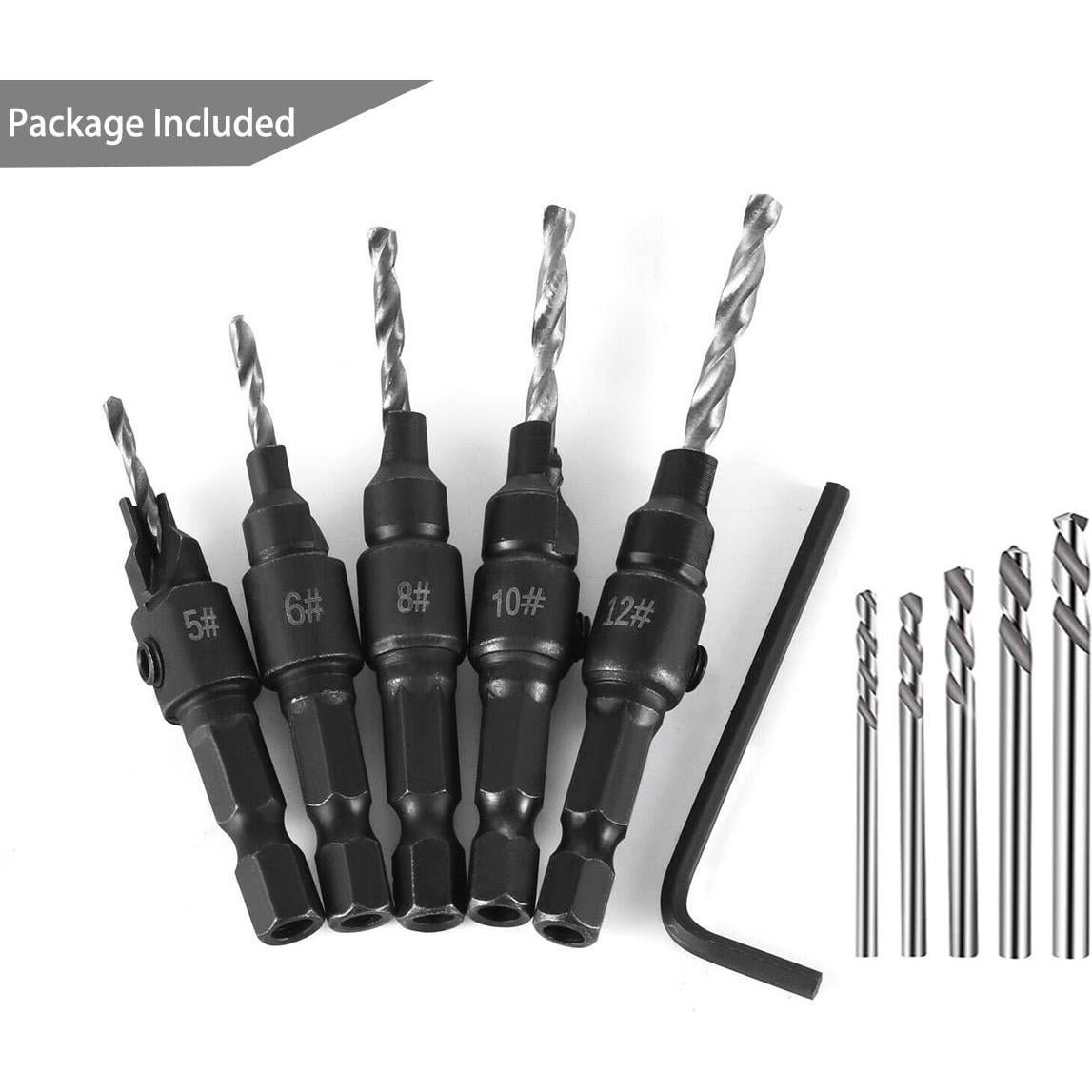 Juego de 5 Brocas Avellanadoras Saipe para Madera y Plástico