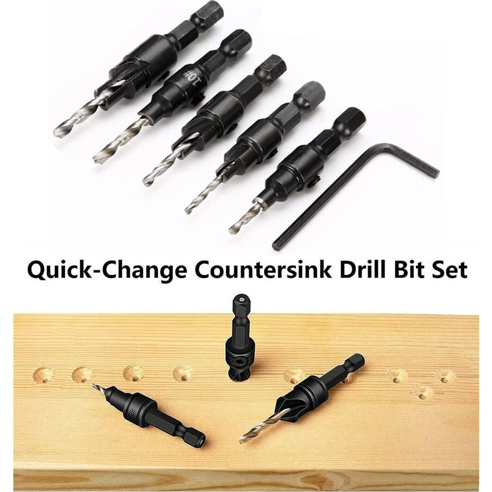 Juego de 5 Brocas Avellanadoras Saipe para Madera y Plástico