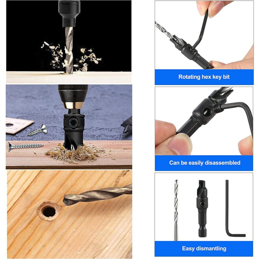 Juego de 5 Brocas Avellanadoras Saipe para Madera y Plástico