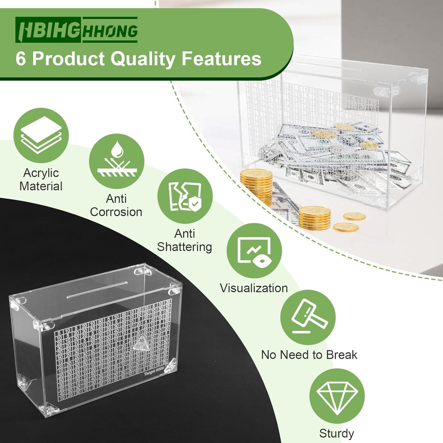 Bote de Ahorro Acrílico Transparente 0.55 kg con Contador