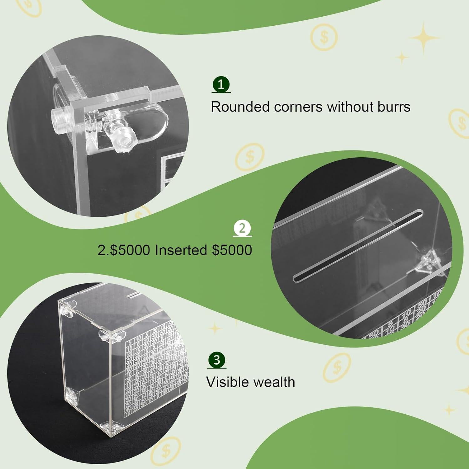 Bote de Ahorro Acrílico Transparente 0.55 kg con Contador